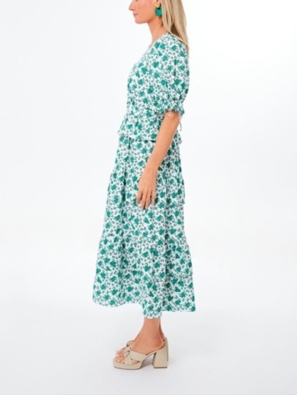 Tuckernuck Hyacinth House Irenea Midi Dress Kelly green white floral Size Small - Picture 4 of 16